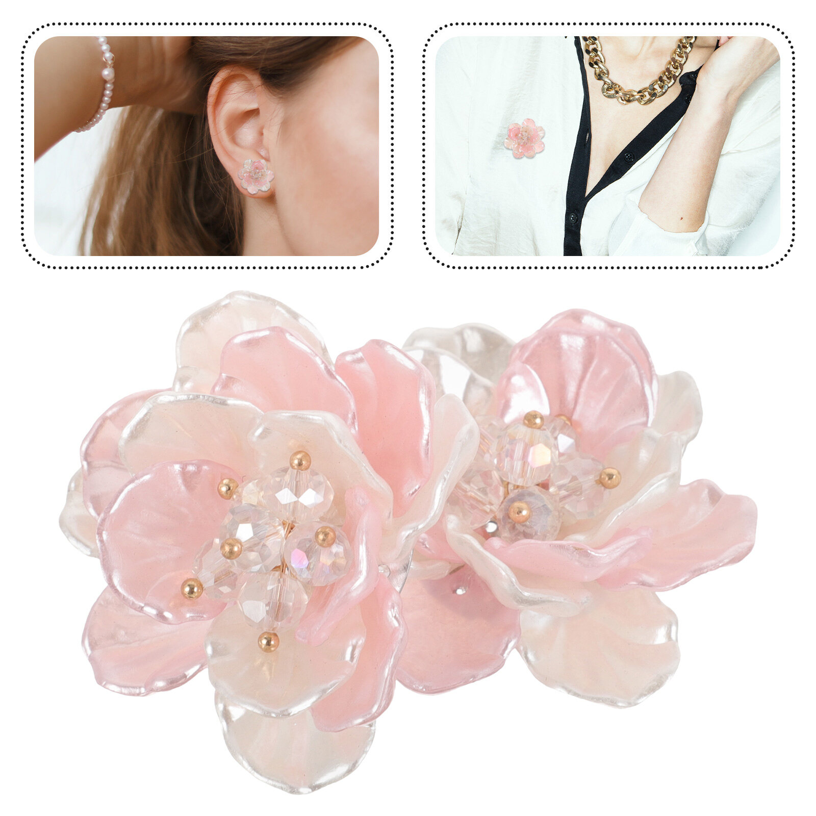 2 pcs Faux Pearl Flower Charms Jewelry Making Flower Charms DIY Crafts  Flower Charms